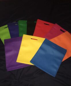 Aneco 50 Pieces 9.5 by 11.5 Inches Non-woven Bags Poly Goodie Treat Bag Rainbow Colors Tote Bag Party Gift Handles Bag Party Favors, 10 Colors 29 61E CRXJNL