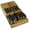 In-Drawer Bamboo Knife Block Holds 12 Knives (Not Included) Without Pointing Up PLUS a Slot for your Knife Sharpener! Noble home & chef Knife Organizer Made from Quality Moso Bamboo 12 Holder 51 61E0J24idPL