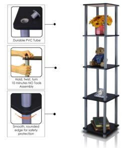 FURINNO Turn-N-Tube 5-Tier Corner Square Rack Display Shelf, Round, Espresso/Black Round Tube 26 61E0WDDmZ5L
