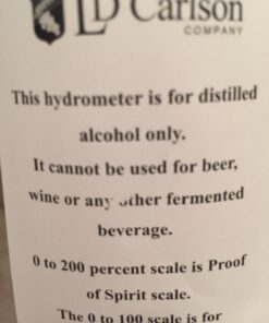 HYDROMETER - ALCOHOL, 0 - 200 PROOF and Tralle 19 61E3Vy1PAXL