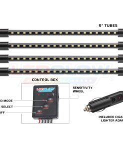 Alternative view of LEDGlow 4pc Blue LED Interior Footwell Underdash Neon Lighting Kit for Cars & Trucks - 7 Unique Patterns - Music Mode - 8 Brightness Levels - Auto Illumination - Includes Cigarette Power Adapter