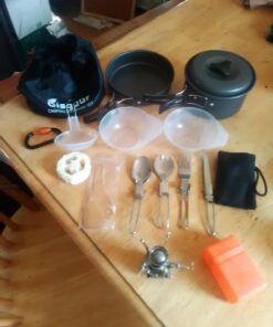 Bisgear 16pcs Camping Cookware Backpacking Stove Mess Kit – Camping Cooking Set - Camping Pots and Pans Set - Camping Accessories Equipment - Backpacking Supplies Survival Gear Black 55 61E9M91uBHL