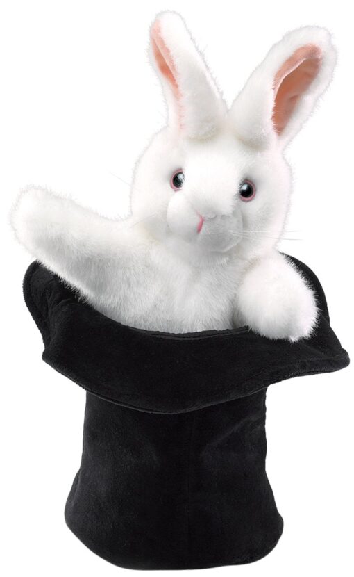 Folkmanis Rabbit In Hat Hand Puppet Black, White, Pink, 1 EA