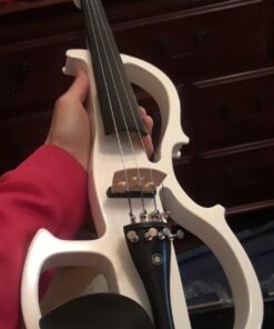 Cecilio Electric/Silent Violin - Style 2, Full Size (4/4) - Ebony Fittings - Metallic Pearl White - Includes Case, Bow, Rosin, Aux Cable, and Headphones 4/4-size 30 61EC1OBxowL