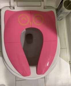 Gimars Portable Travel Potty Seat for Toddlers, Large Folding Travel Potty Seat For Kids Fits All Shape Toilet, Foldable Toilet Seat for Boys & Girls With 6 Non-Slip Silicone Pad, Free Carry Bag, Pink 33 61ECl2OQQSL