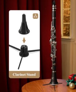 Eastar B Flat Clarinet for Beginner, Ebonite Clarinet Nickel-plated with 2 Barrels, 3 Reeds, White Gloves, Hard Case, Cleaning Kt, ECL-300 Nickel keys, Student style 33 61ED dKQMfL