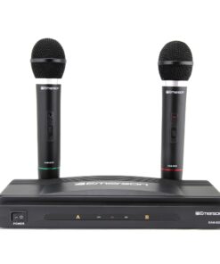 Alternative view of Emerson EAM-9002 Dual Handheld Wireless Microphone Starter Kit with Wireless FM Receiver, Black