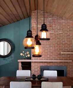 UNITARY Farmhouse Pendant Lights Kitchen Island, Kitchen Light Fixtures, Rustic Dining Room Light Fixture with 3 E26 Bulb Sockets, Black Metal and Glass Jar Chandelier, Ceiling Pendant Light Fixtures 24 61EHwp ZQuL