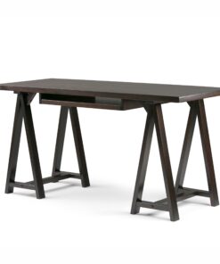 SIMPLIHOME Sawhorse SOLID WOOD Modern Industrial 60 inch Wide Home Office Desk, Writing Table, Workstation, Study Table Furniture in Dark Chestnut Brown 23 61EIJesm rL