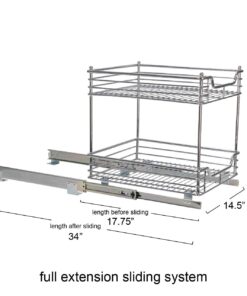 Household Essentials Glidez Multipurpose Chrome-Plated Steel Pull-Out/Slide-Out Storage Organizer for Under Cabinet Use - 2-Tier Design - Fits Standard Size Cabinet or Shelf, Chrome 14.25" - Standard 18 61ELM2AvQKL
