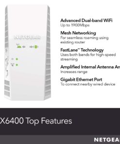 NETGEAR WiFi Mesh Range Extender EX6400 - Coverage up to 2100 sq.ft. and 35 devices with AC1900 Dual Band Wireless Signal Booster & Repeater (up to 1900Mbps speed), plus Mesh Smart Roaming AC1900 WiFi 22 61ELb8pwX2L 2