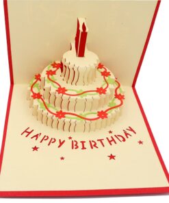 IShareCards® Handmade 3D Pop Up Birthday Cards Creative Greeting Cards Papercraft (90° Happy Birthday Cake) 90° Happy Birthday Cake 9 61EMjea4mL