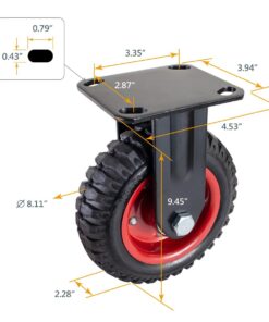 POWERTEC 8 Inch Heavy Duty Fixed Caster Wheels, Pneumatic Plate Casters with Rubber Knobby Tread for Workbench, Dolly, Cart, Trolley, Wagon & Chicken Coop, Large Castor Wheels, 1pk (17053) Fixed, 1pk 18 61EN0ZQhlDL 3