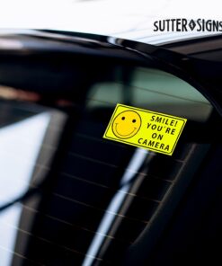 Sutter Signs Smile You're On Camera Security Stickers Indoor & Outdoor 4-inch by 2-inch (Pack of 6) Pack of 6 12 61EOExoxVUL