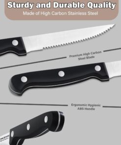 Cook N Home Kitchen Knife Set with Bamboo Storage Block 15-Piece, High Carbon Stainless Steel Blade, Black 15-PC Knife Set 19 61EOZNNNyrL