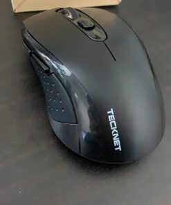 TECKNET Bluetooth Mouse, Wireless Mouse for Laptop 2-in-1(Bluetooth 5.0/3.0+2.4Ghz) Computer Mouse, Portable Ergonomic PC Wireless Mouse with USB Receiver, Compatible with MacBook Pro Air Chromebook Black 41 61EPHltj8L