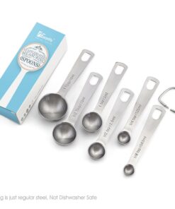 1Easylife 18/8 Stainless Steel Measuring Spoons, Set of 6 for Measuring Dry and Liquid Ingredients 36 61ESrq3MjvL