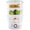 OVENTE 3 Tier Electric Food Steamer for Cooking Vegetable and Healthy Meals, Stackable and Dishwasher Safe Baskets, 400W with Auto Shutoff and 60-Minute Timer, 7.5 Quart Capacity, White FS53W 3-Tier 36 61EV83CZvpL