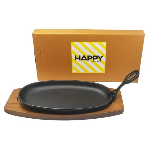 Happy Sales HSS-TBSP2, Cast Iron Steak Plate Set Medium 5.5"W x 9.25"L x 1"H, Black MedOval