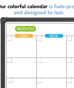 JILoffice Dry Erase Calendar Whiteboard - Magnetic White Board Calendar Monthly 36 X 24 Inch, Black Aluminum Frame Wall Mounted Board for Office Home and School Calendar 36 x 24 Inch 21 61EX793GQEL