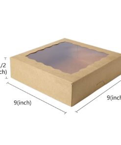 Alternative view of ONE MORE [25pcs] 9inch Kraft Brown Bakery Boxes, Large Pie Boxes with PVC Window Natural Disposable box for Cookie 9x9x2.5inch,25 of Pack
