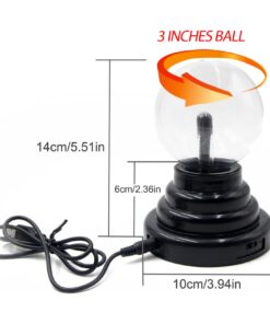 Plasma Ball,Touch Sensitive Plasma Lamp Light with USB OR Battery Powered Plasma Globe for Kids,Parties,Home,Decoration 3-Inches 20 61EYXTyL3KL