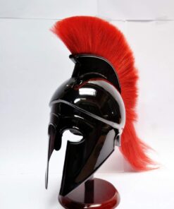 Greek Corinthian Helmet with Red Plume Armor Roman Armour Spartan Larp Rustic Vintage Home Decor Gifts
