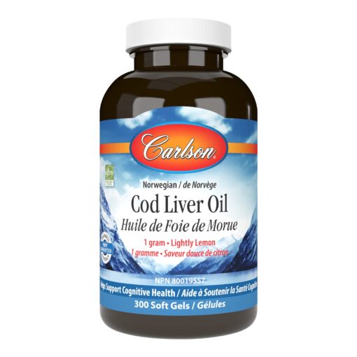 Carlson - Cod Liver Oil, 460 mg Omega-3s + Vitamins A & D3, Wild-Caught Norwegian Arctic Cod-Liver Oil, Sustainably Sourced Nordic Fish Oil Capsules, Lemon, 300 Softgels