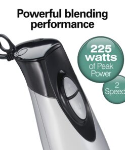 Hamilton Beach 4-in-1 Electric Immersion Hand Blender with Handheld Blending Stick, Whisk + 3-Cup Food & Vegetable Chopper Bowl, 2-Speeds, 225 Watts, Silver and Stainless Steel (59765) 30 61EgH2yKmiL
