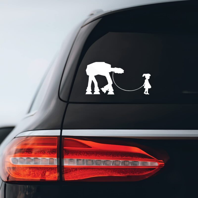 Catalog 3 Girl Walking Robot Sticker Decal Notebook Car Laptop 8" x 4" (White)