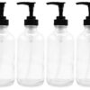 Cornucopia Brands 8oz Clear Glass Pump Bottles (4-Pack w/Black Plastic Pumps), Great as Essential Oil Bottles, Lotion Bottles, Soap Dispensers, and More 57 61EiGjHoQwL
