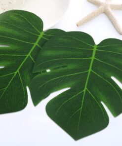 Moon Boat 120PCS Tropical Palm Leaves Plant Imitation Leaf-Hawaiian/Luau/Jungle Party Table Decorations 34 61EitbCDrcL