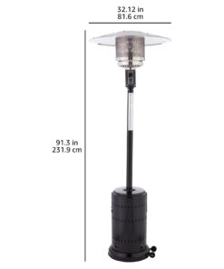 Amazon Basics 46,000 BTU Outdoor Propane Patio Heater with Wheels, Commercial & Residential, Havana Bronze, 32.1 x 32.1 x 91.3 inches (LxWxH) Powder Coated 35 61Ej9piAzhL