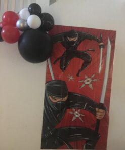 Amscan Action Packed Ninja Scene Setters Wall Decorating Kit, Red/Black, 59" x 65" 12 61ElcMXpVDL