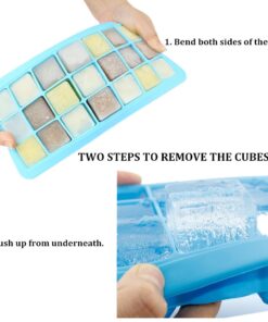 Mirenlife Ice Cube Trays Silicone with Lids, BPA Free Ice Cube Tray, Silicone Ice Trays for Chilled Drinks, Whiskey & Cocktail, 21 Cubes, Blue, Set of 2 12 61EzM4c2FBL