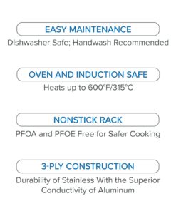 Viking Culinary 3-Ply Stainless Steel Roasting Pan, Includes a Nonstick Rack, Dishwasher, Oven Safe, Works on All Cooktops including Induction 29 61F0Pd0QxVL