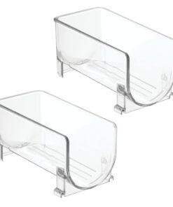 mDesign Plastic Free-Standing Wine Set Rack Storage Organizer for Kitchen Countertops, Pantry Cabinet, Fridge Organization - Holds Water Bottle and Alcohol Bottles - 2 Pack - Clear 2 bottle 28 61F3N8ioxDL