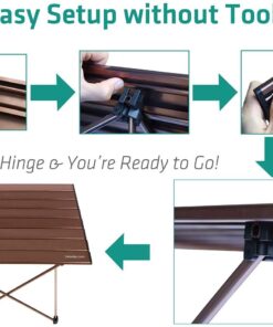 TREKOLOGY Medium Aluminum Camping Table Brown Foldable Portable 26 61F6QvZoVL