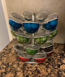 Nifty Vertuoline Coffee Pod Carousel – Nickel Chrome Finish, 28 Pod Capsule Holder, Spins 360-Degrees, Lazy Susan Platform, Home or Office Kitchen Counter Organizer 38 61F6pcAZa8L
