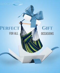 Hammock Sky Large Brazilian Hammock Chair Cotton Weave - Extra Long Bed - Hanging Chair for Yard, Bedroom, Porch, Indoor/Outdoor (Blue & Green) Blue & Green (Not Include Hanging Kit) 32 61F9ZxFxMuL 1