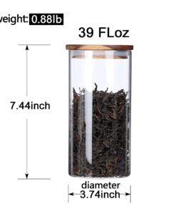KKC HOME ACCENTS Clear Borosilicate Glass Storage Canister with Airtight Wood Lids,Sealed Glass Jar for Loose Leaf Tea,Grinder Coffee,Coffee Beans,Matcha Container,Fluid-oz 39 Floz 16 61FASefLRLL