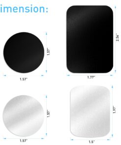 Alternative view of Metal Plate for Magnetic Car Mount - Tryone 4 Pack Disc with 3M Adhesive Compatible with Phone Magnets/ Cell Phone Automobile Magnet Cradles , No Logo or Hole, 2 Rectangle 2 Round, Black&Silver