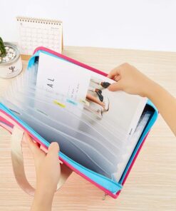 Portable 13 Pockets Expandable File Folders Canvas A4 Size Assorted Label Colors Business Accordion Document File Paperwork Organizer Storage, Zipper Closure Handles Pink 9 61FGDhmOeL