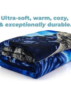 Dawhud Direct II Howling Wolf Fleece Blanket for Bed, 50" x 60" Wolf Fleece Throw Blanket for Men, Women and Kids - Super Soft Plush Wolf Blanket Throw Fleece Blanket Wolves Howling Moon 50" x 60" 12 61FGqcUIAxL