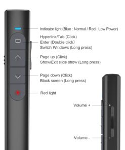 SSPONT Presentation Clicker for PPT, Wireless Presentation Remote, Laser Pointer for Presenter, Slide Advancer for Slide Show, Powerpoint/Keynote/Google Slides/Classroom, Mac OS/Windows/Linux (JH61) battery-red light 9 61FGyLLk1 L