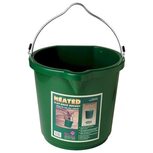 Farm Innovators 24 Quart Plastic Flat Back Heated Bucket with Metal Handle, Built in Thermostat, and Hidden Cord Compartment, 120 Watt 5 Gallon Single