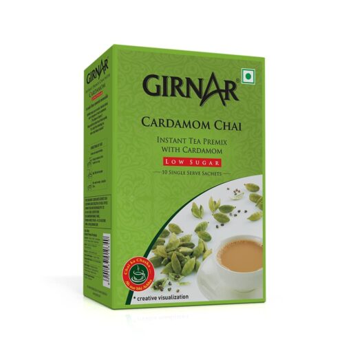 Girnar Instant Chai/Tea Premix With Cardamom Unsweetened, 10 Sachet Pack Chai,Cardamom