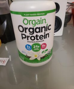 Orgain Organic Vegan Protein Powder, Vanilla Bean - 21g Plant Based Protein, Gluten Free, Dairy Free, Lactose Free, Soy Free, No Sugar Added, Kosher, For Smoothies & Shakes - 2.03lb 20 Servings (Pack of 1) 29 61FNrWZg6WL
