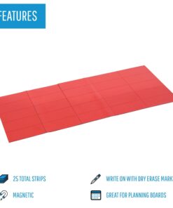 MasterVision Dry Erase Magnetic Tape Strips, 0.88 x 2, Red, 25/Pack 0.875" x 2" 10 61FPY64U8TL