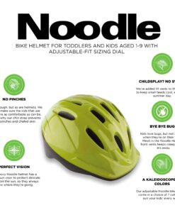 Joovy Noodle Bike Helmet for Toddlers and Kids Aged 1-9 with Adjustable-Fit Sizing Dial, Sun Visor, Pinch Guard on Chin Strap, and 14 Vents to Keep Little Ones Cool (Small, Greenie) Small 22 61FUX5kMrZL